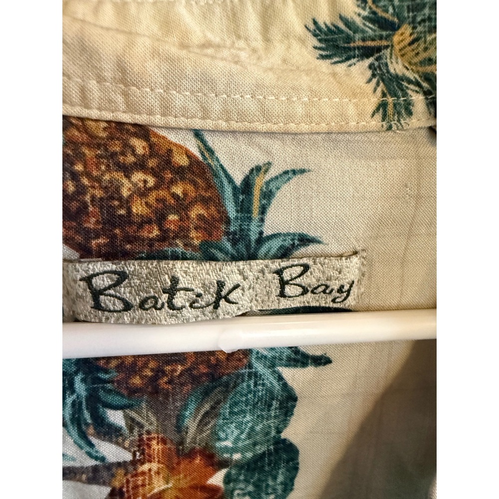Batek Bay Mens Hawaiian Shirt Tropical Pineapple Vacation Button Up Large - Picture 2 of 4
